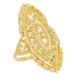 22k Yellow Gold Oval Heart Pattern Fashion Ring